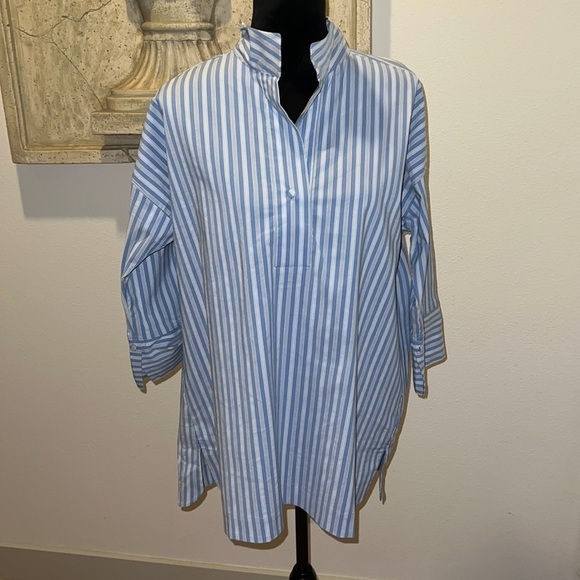 J. Jill blue white stripes tunic style top blouse Sz M - Picture 1 of 6